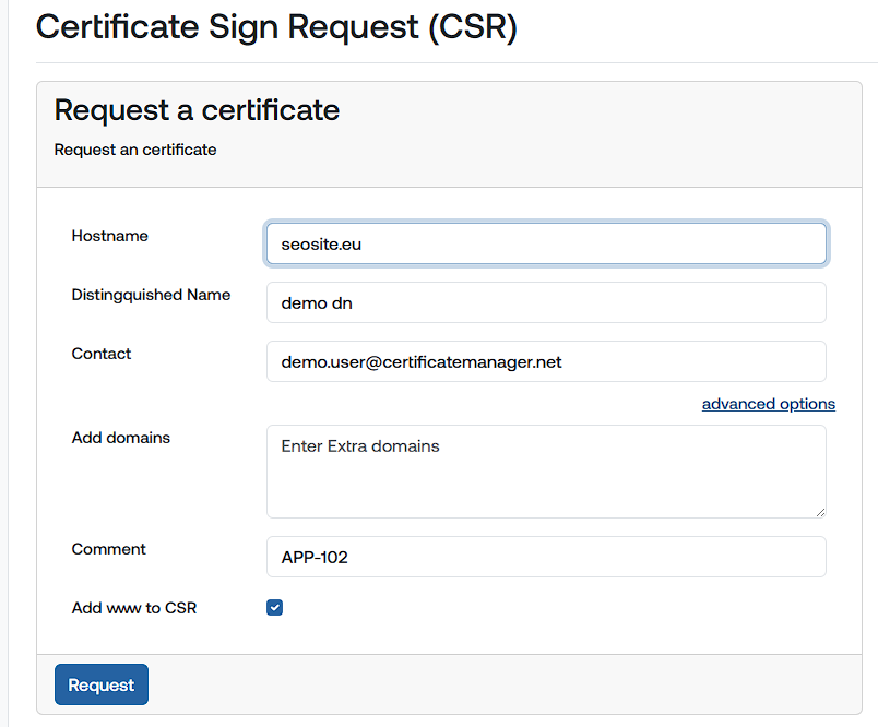 CSR new request