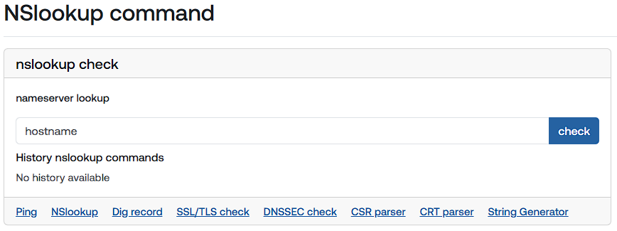 screenshot nslookup